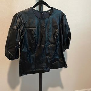 Express Leather Puff Sleeve Blouse